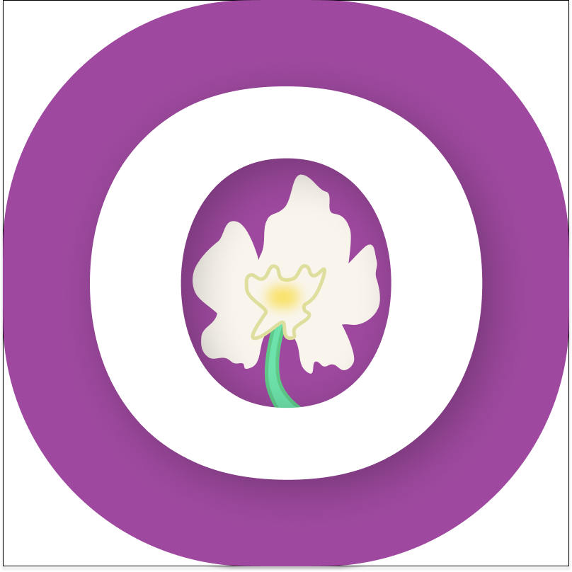The Orchid logo, an O with an orchid inside of it